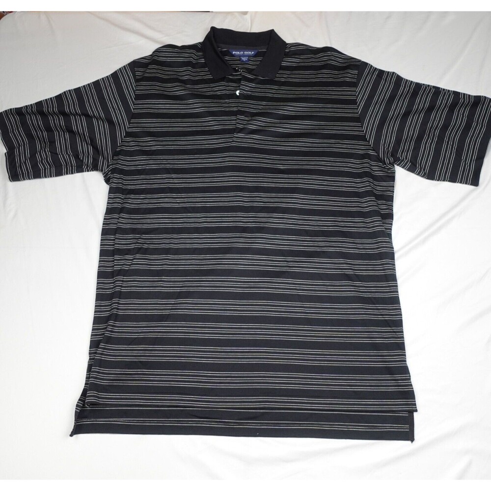 Ralph Lauren Polo Golf Shirt Men's XL Black Stripe Pullover Short Sleeves
